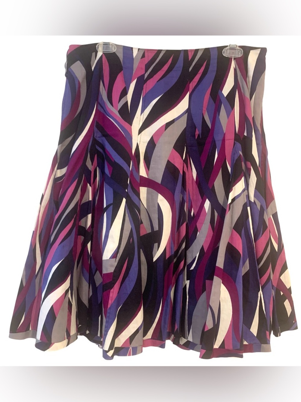 Keneth Cole Reaction Cotton A Line Flair Skirt Multicolor Swirl Print Women’s 8